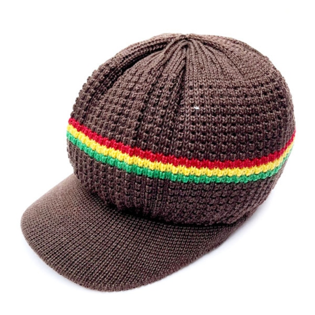 LIVITY BEANIE / STRIPE MINI TAM / BROWN-RASTA