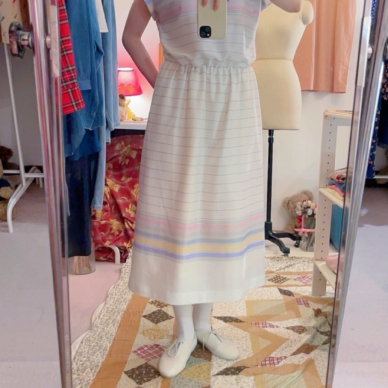 sherbet border french sleeve one-piece
