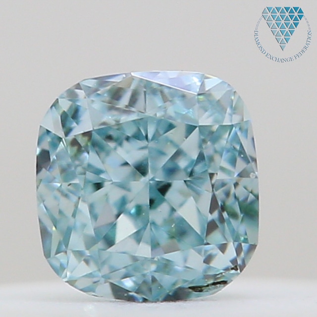 0.11 ct FANCY BLUE-GREEN  CUSHION GIA 天然  ダイヤモンド ルース