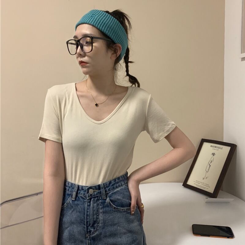 ショートホワイトTシャツ スプリングオータム 春物 秋物 1号婦人66207149161