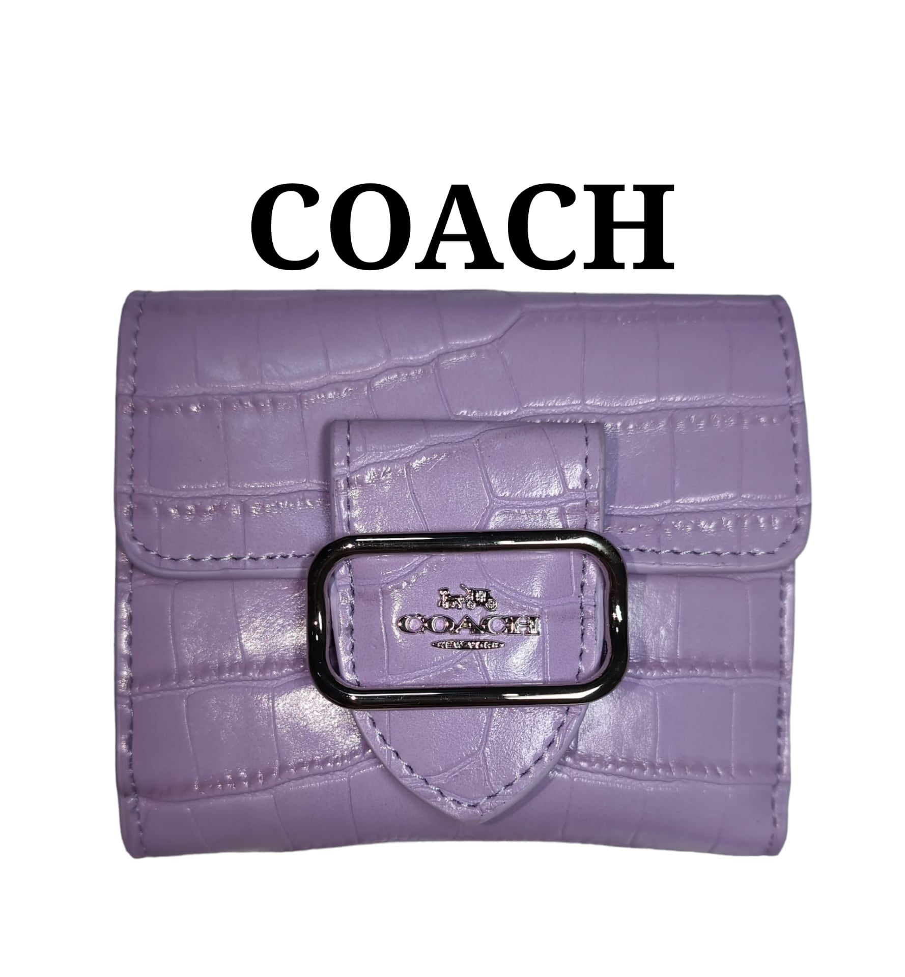 COACHコーチ 二つ折りミニ財布 クロコ型押し パープル | francore COACHコーチ 二つ折りミニ財布 クロコ型押し パープル | francore