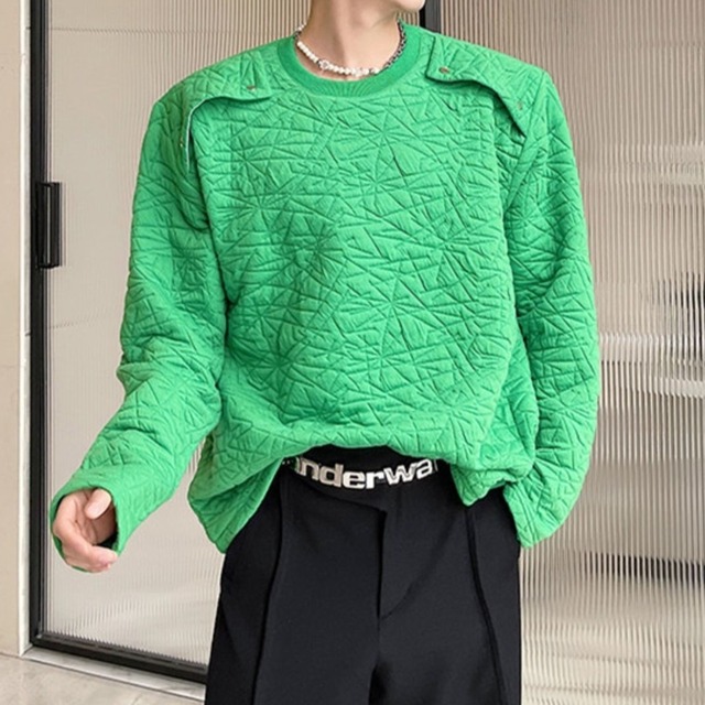 【TR1444】3D Wrinkled Pullover Shirt