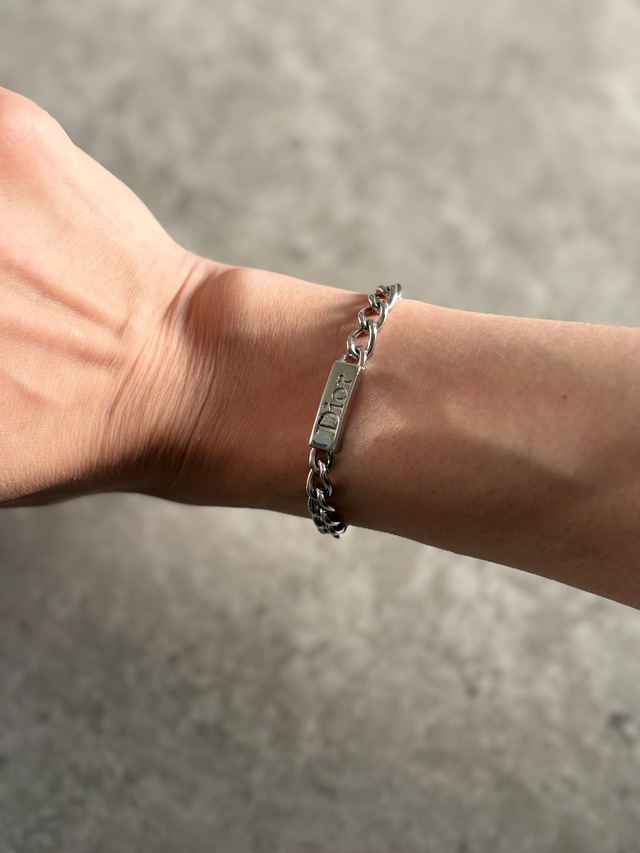Christian Dior クリスチャン ディオール ブレスレット シルバー ロゴプレート vintage ヴィンテージ オールド cevvhs