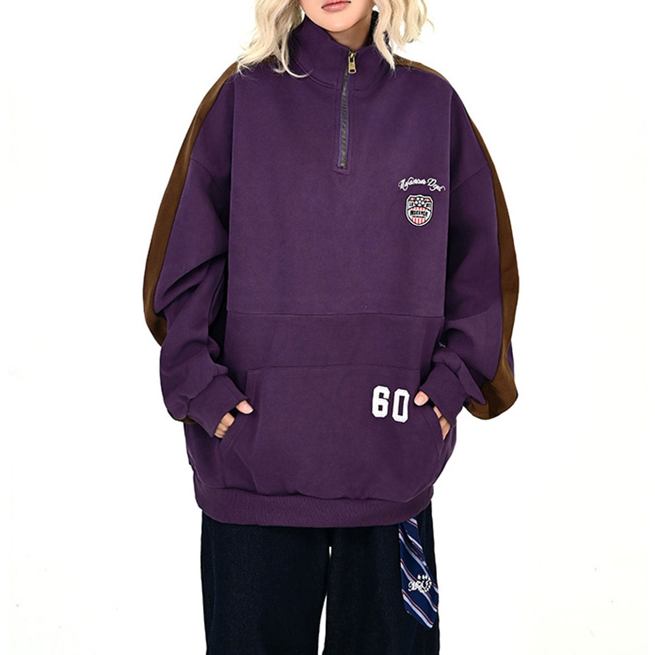 カレッジロゴハーフジップスウェット 2col R01015