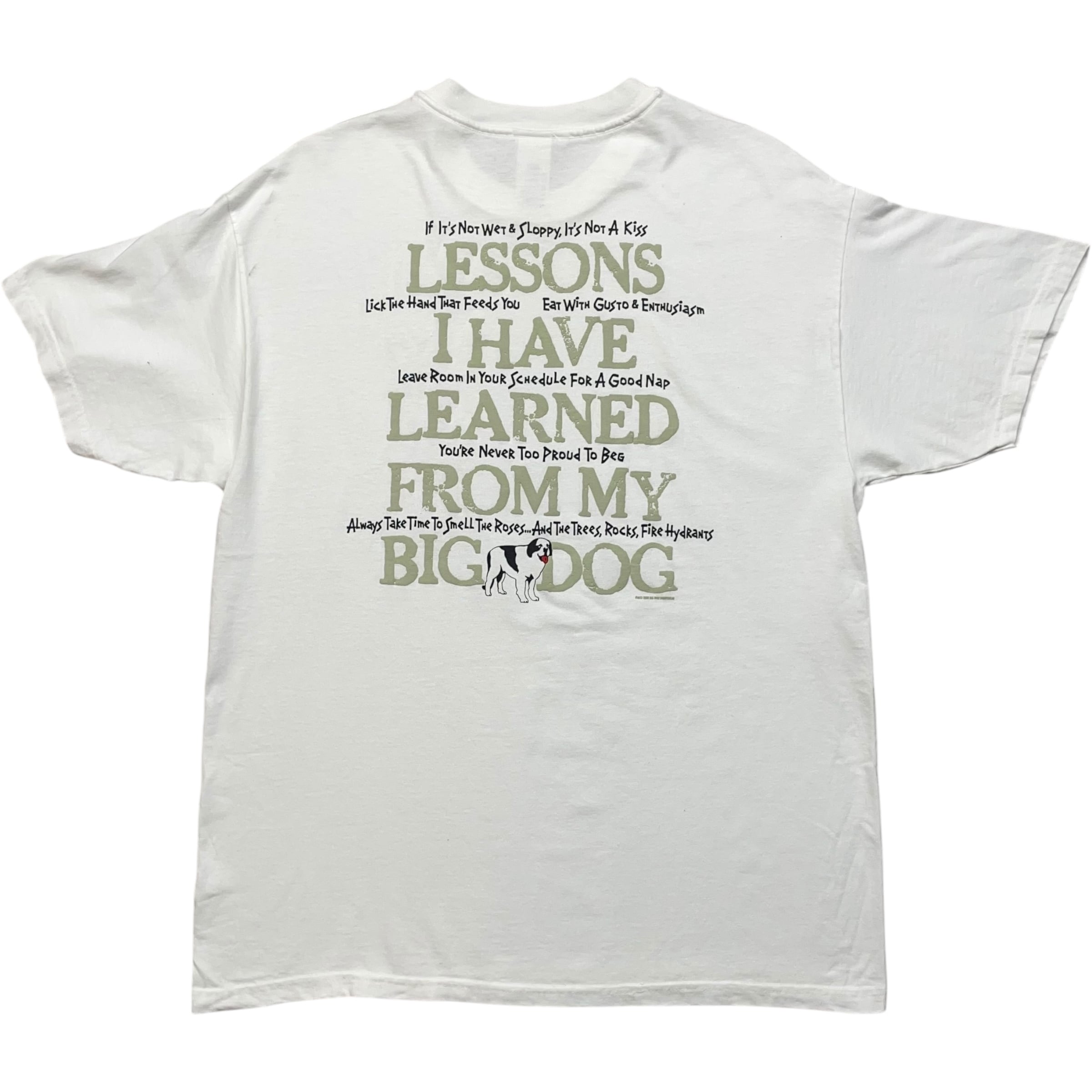《L》 BIG DOGS Tシャツ 「犬から学んだ教訓」 メッセージプリント ホワイト no.8791