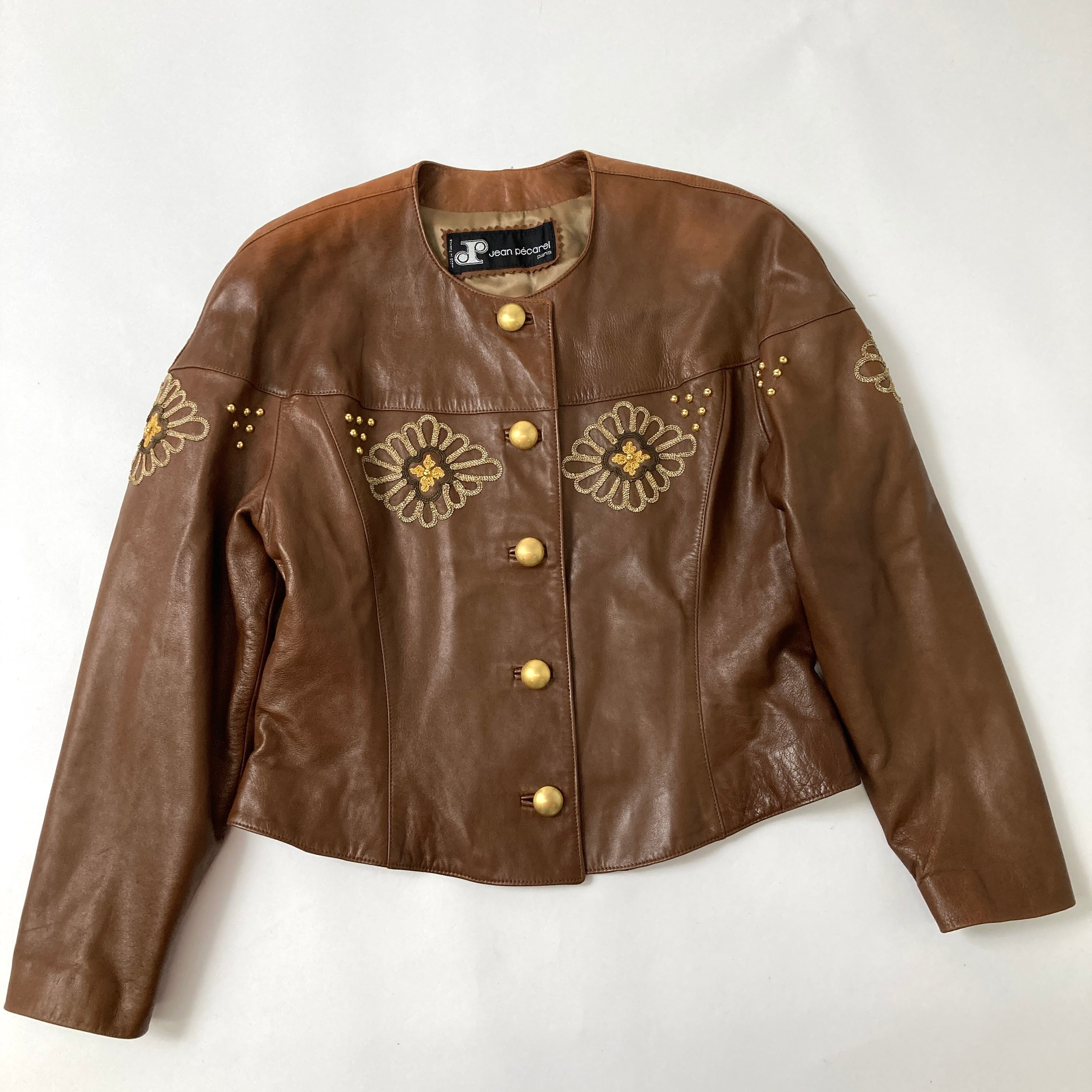 Used】Jean Pecarel Paris ノーカラー レザーセットアップ