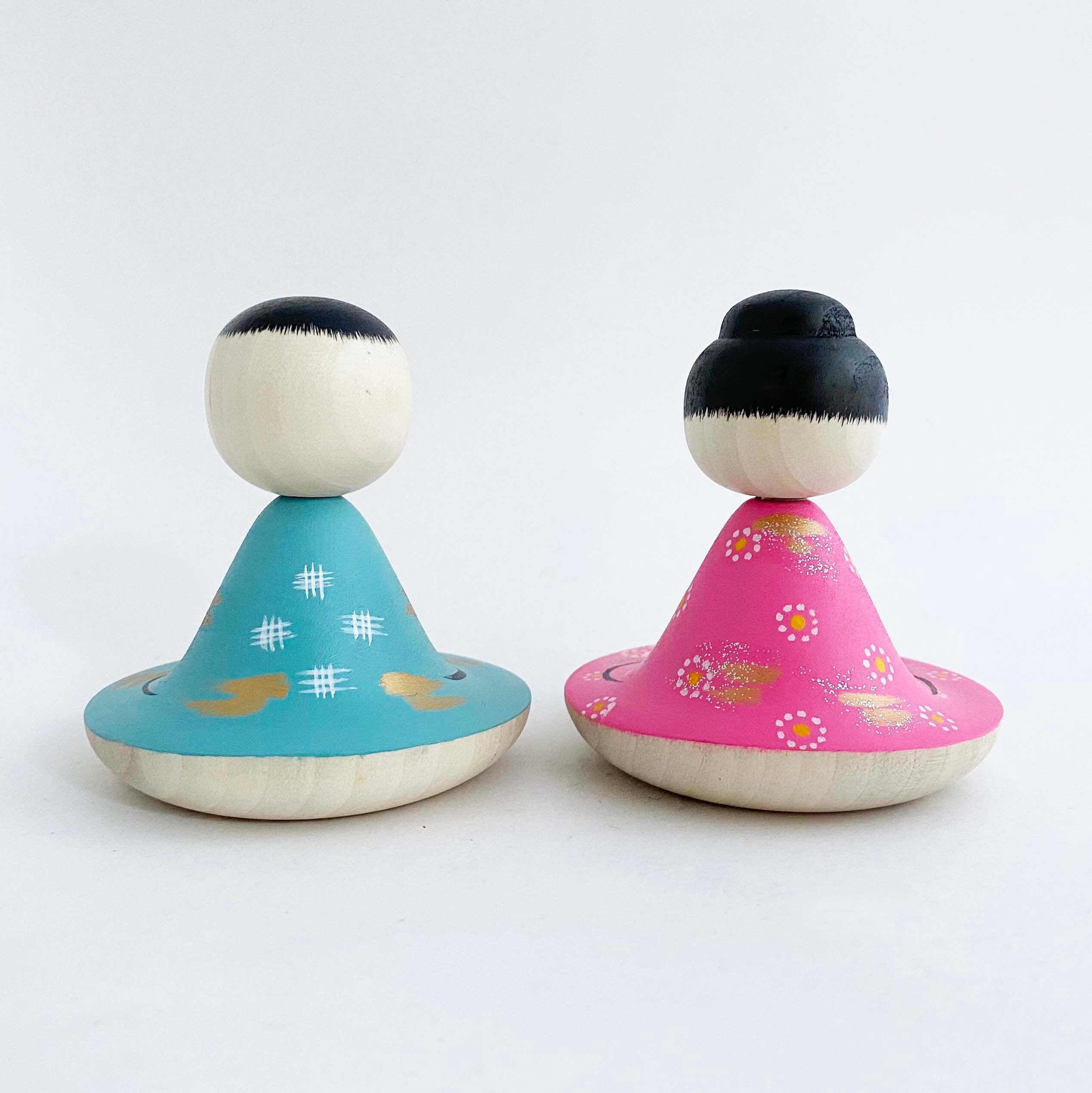 復刻 昭和の雛こけし(大ペア)ぼんぼり付き 描彩/笹原綾工人