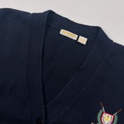 BROOKS BROTHERS ブルックスブラザーズ ゴルフ柄 長袖 コットン ニット カーディガン XS/ネイビー レディース