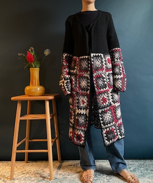 【送料無料】Handmade crochet knit long cardigan