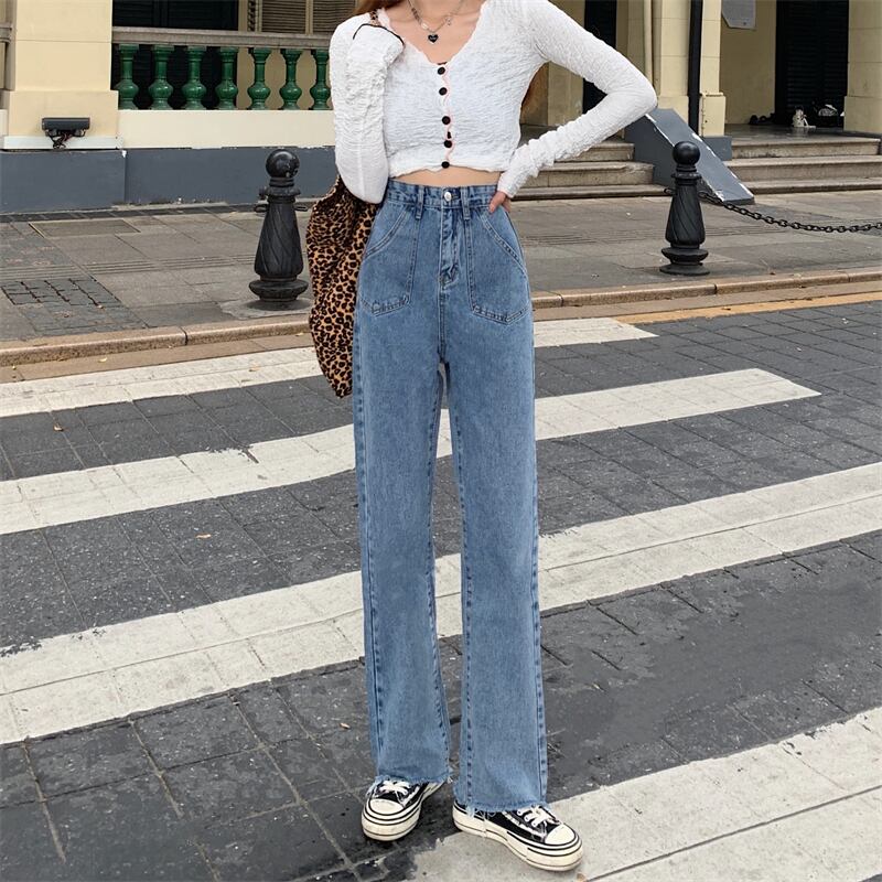 ジーンズ オータムウィンターハイウェストウェストルーズ 秋物 冬物 1号婦人9322481959