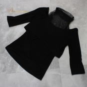 社交ダンス 衣装 スタンダード トップス レッスンウェア レディース Create-Sun クリエイトサン レース 黒 練習着 シンプル 無地 上品 伸縮性 コーディネート クラシック ブラック系 おしゃれ スポーツウェア ダンスウェア フィットネス タウンユース 上品スタイル お出かけ用 レッスン用 トップススタイル レディースファッション スタイルアップ