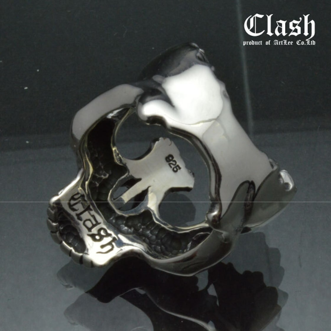 Clash】割れた頭の髑髏 ブロークンスカルリング 銀製(シルバー925 