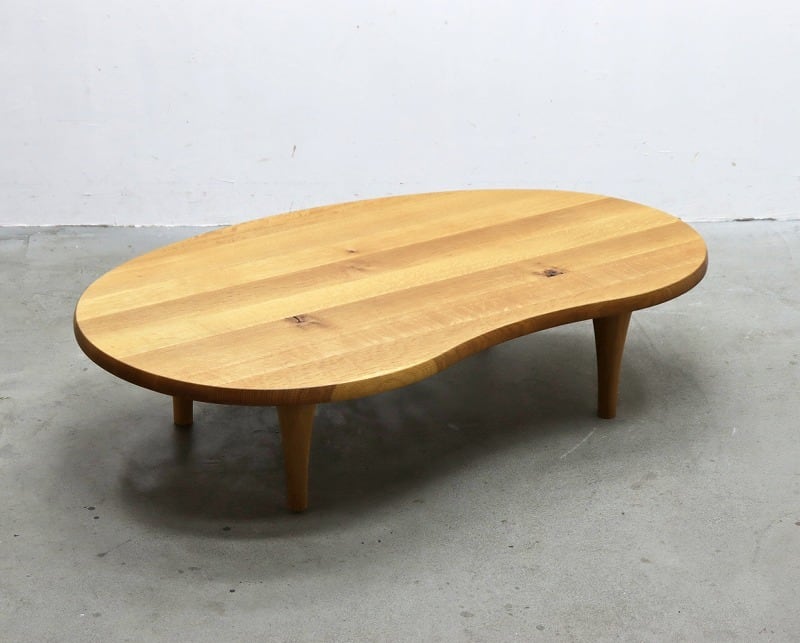 ※商談中 HIDA 飛騨産業キツツキ 森のことば 豆型 リビングテーブル センターテーブル 楢 オーク 無垢材 ナチュラル モダン PJT21151