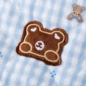 【PET】2色展開秋冬用チェック柄デザインクマ刺しゅう入り両面厚み背前開きボア中綿ロンパース
