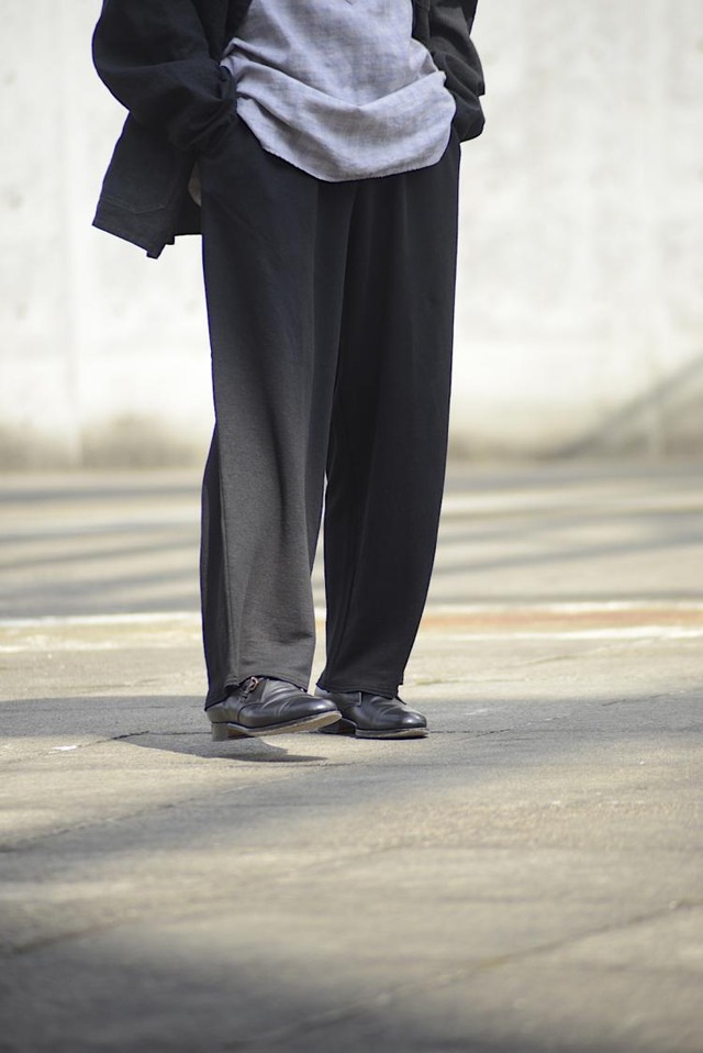 Ex linen 100 urake easy wide trousers (Black)