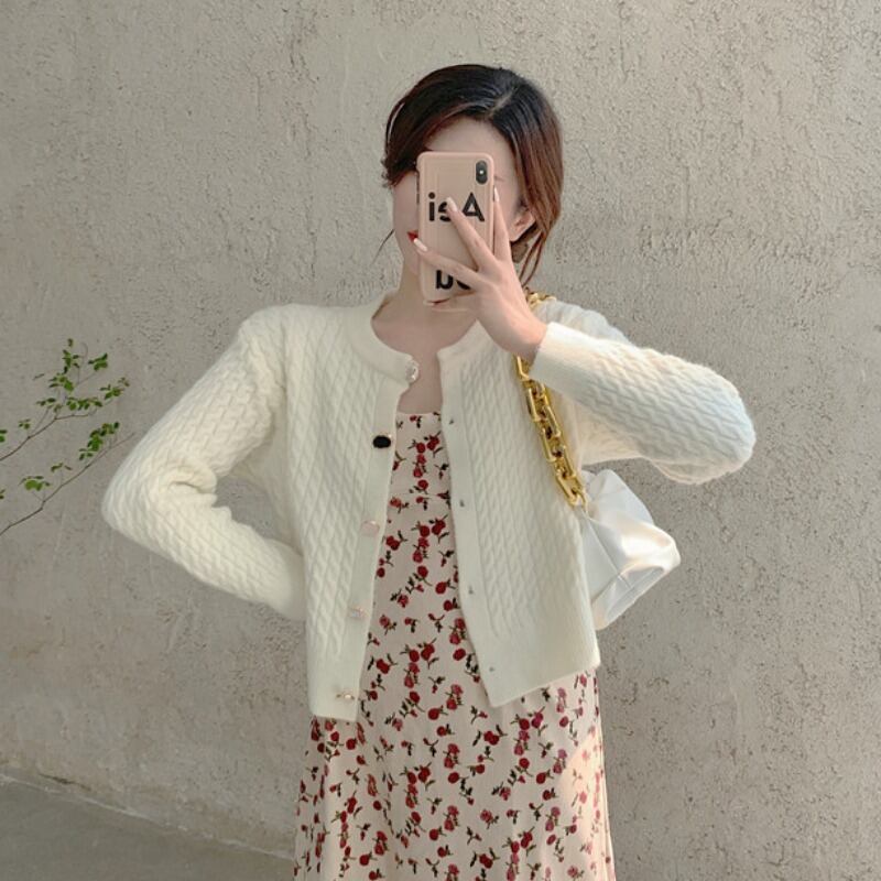 ニットセーター トップス オータムウィンタースタイルルーズショートカーディガン ロング 秋物 冬物 1号婦人96738100857