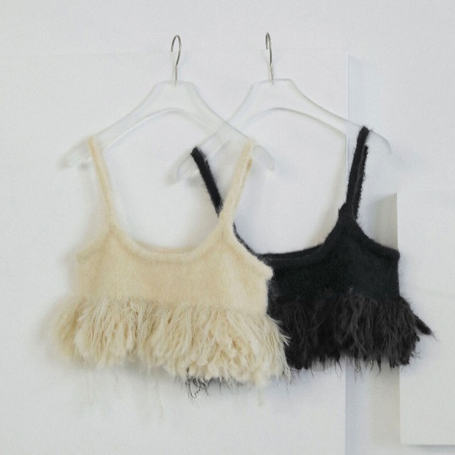 631.anuke（アンヌーク） Fringe Bustier フリンジ付きビスチェ（IVR/CGRY）　62620544