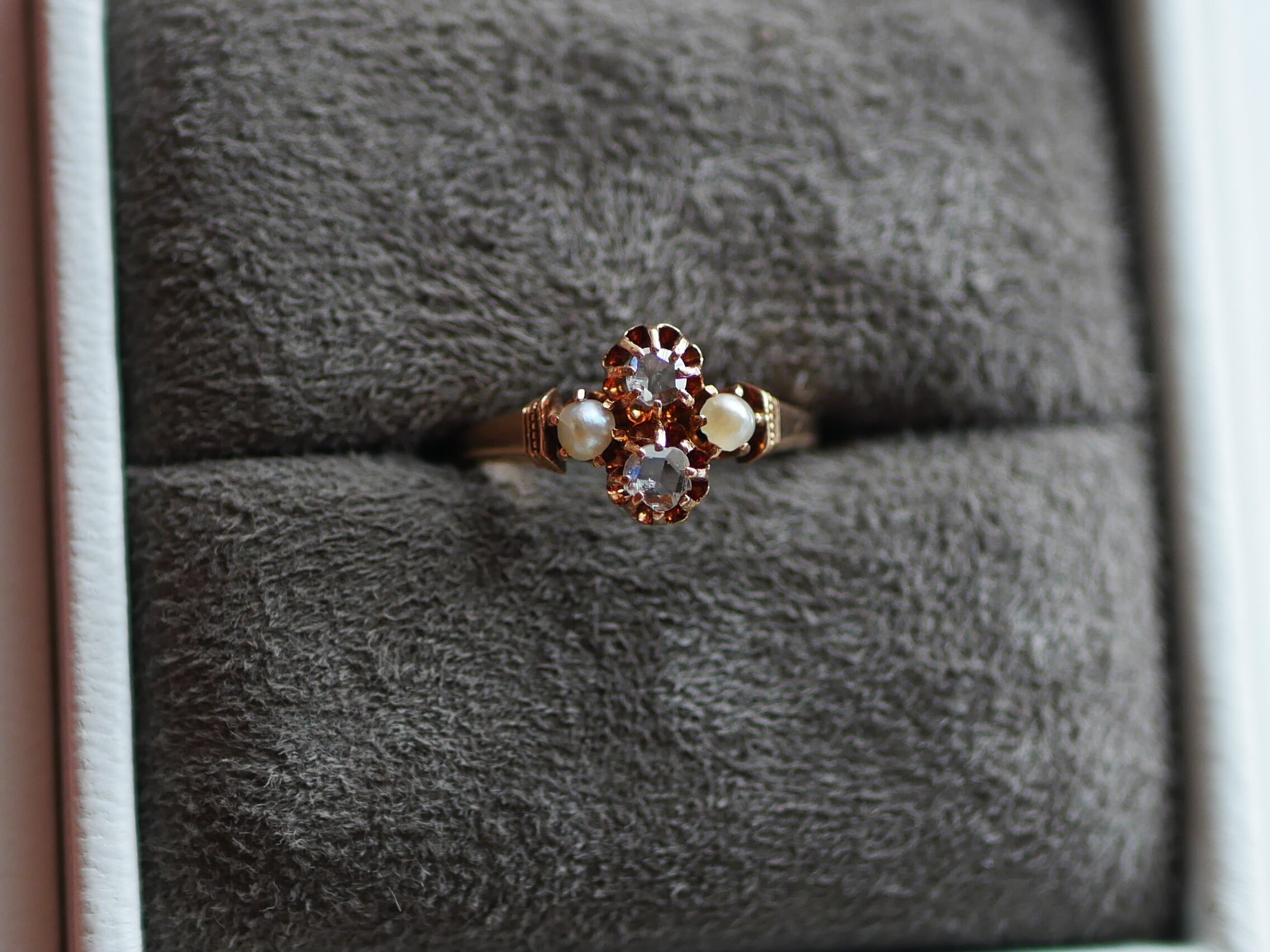 アンティークリング FR-34】 ヴィクトリアン ローズカットダイヤモンド K18 アンティーク