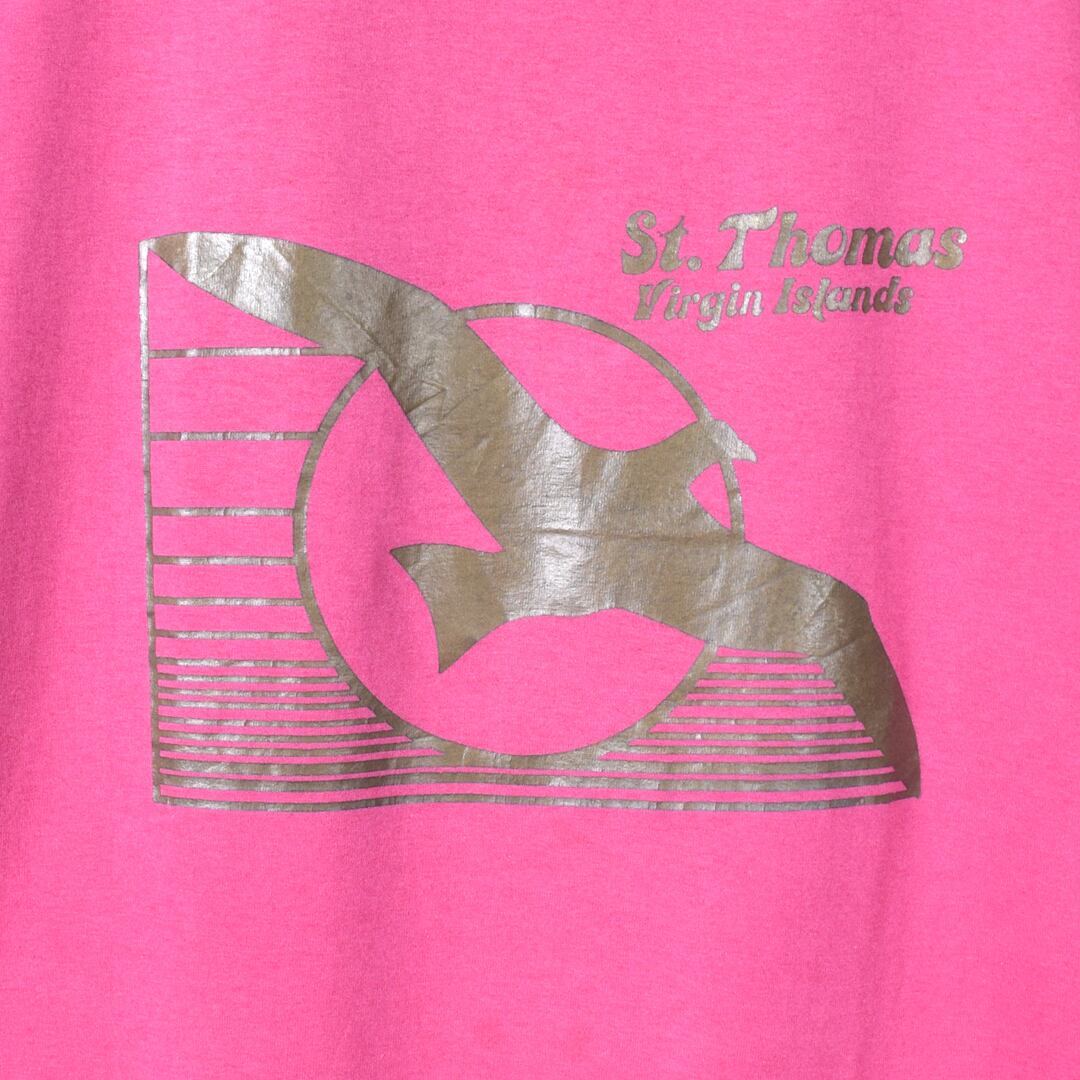 80s ヘインズ USA製 ヴィンテージTシャツ カモメ VIRGIN ISLANDS 袖裾 