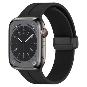 【在庫処分】for Apple Watch マグネットバンド シリコン 防水 49mm/46mm/45mm/44mm/42mm/41mm/40mm アップルウォッチ ベルト シリーズ Ultra2/Ultra/10/9/8/7/6/SE/SE2/5/4 スポーツ 蒸れない 通気性 汗に強い 洗える 軽量 つけやすい ごつい おしゃれ apple watch band（40mm/41mm/42mm、ブラック)