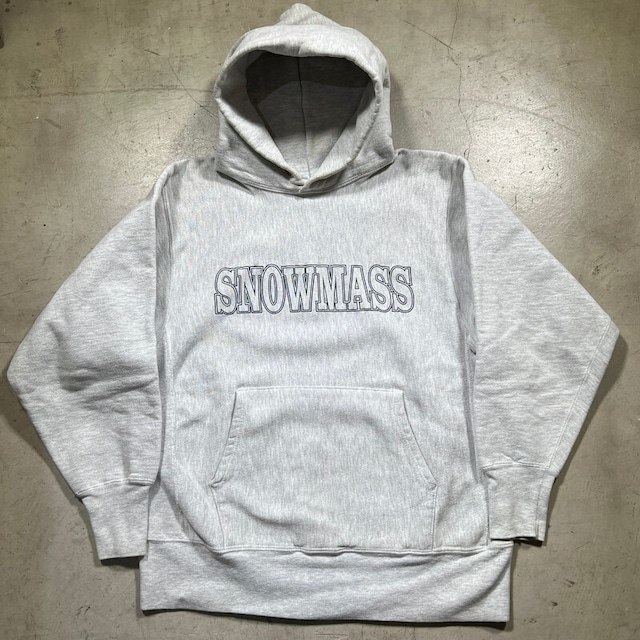 90's Champion チャンピオン リバースウィーブ スウェットパーカー SNOWMASS スノーマス スキーリゾート スーベニア グレー LARGE グッドコンディション USA製 希少 ヴィンテージ BA-1706 RM2125H