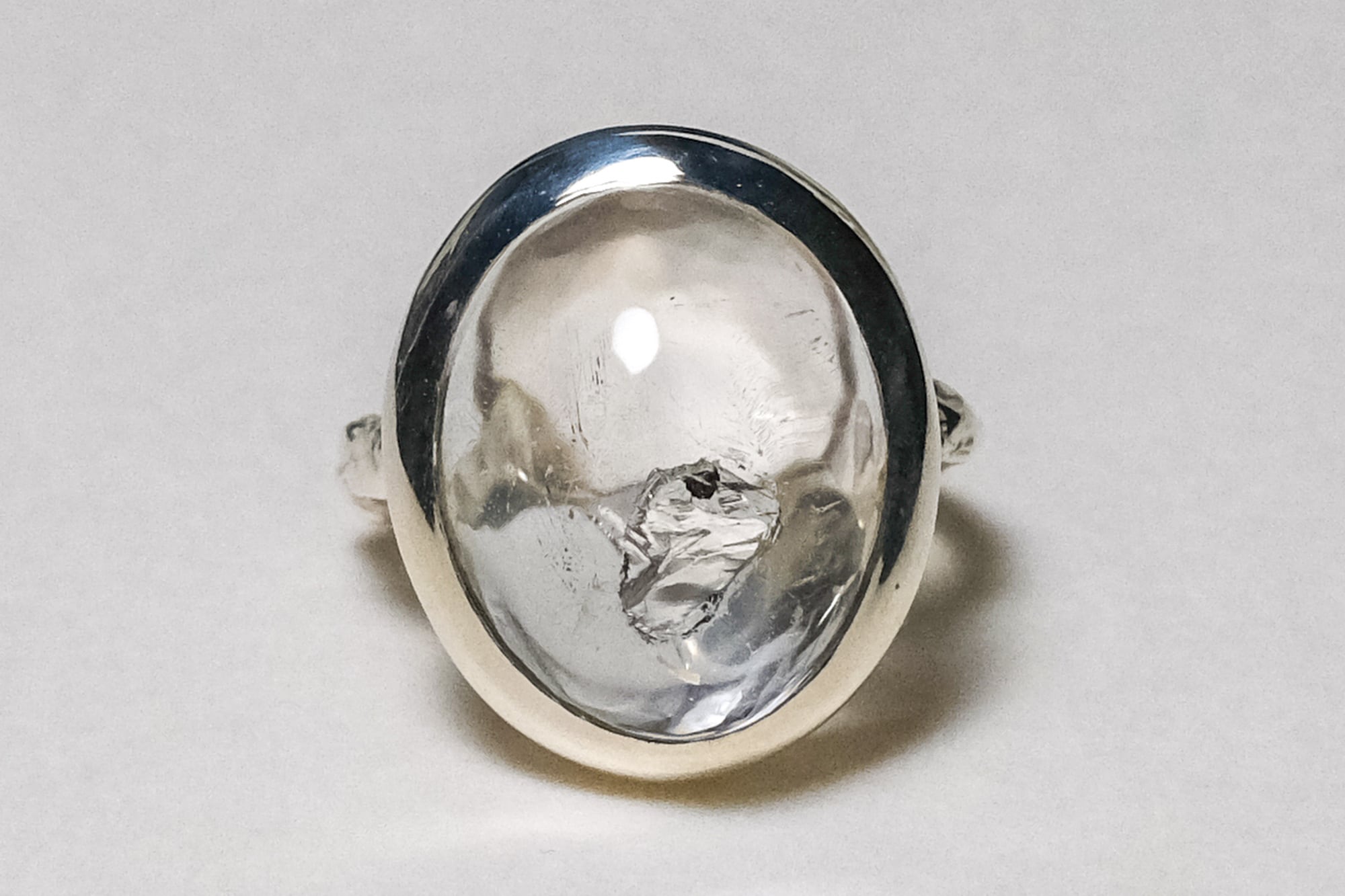 狭間 水入り水晶 リング silver no,373