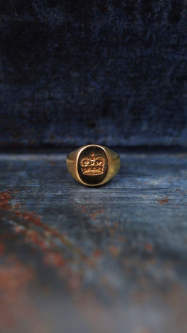 【SPECIAL / VINTAGE】TIFFANY&Co. ティファニー × Larter & Sons イエロー ゴールド シグネット リング 《K14 クラウン 王冠 指輪 ヴィンテージ オールド メンズ レディース》