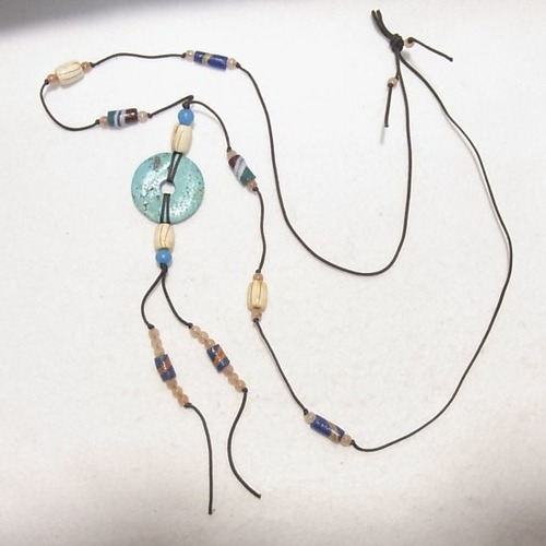 トルコ石のエスニックペンダントネックレス　コスチュームジュエリー格安セール　K1086N