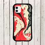 受注生産 iPhoneケース 赤と黒のペイント抽象｜アート柄 PABS016A
