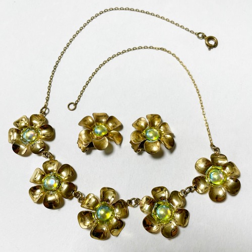 Vintage Flower Earrings &  Necklace