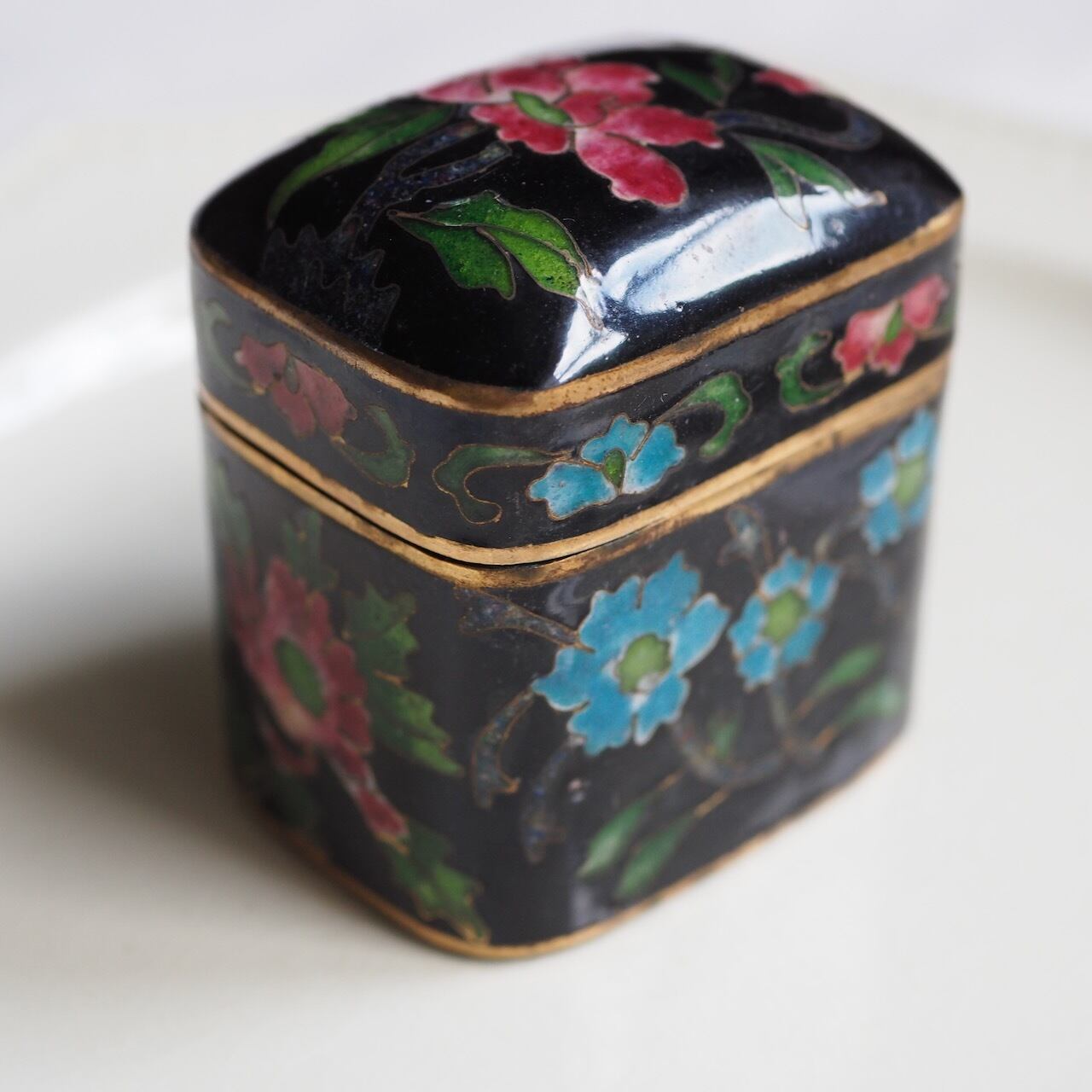 フランス ヴィンテージ|Émail cloisonné 花模様のジュエリーケース
