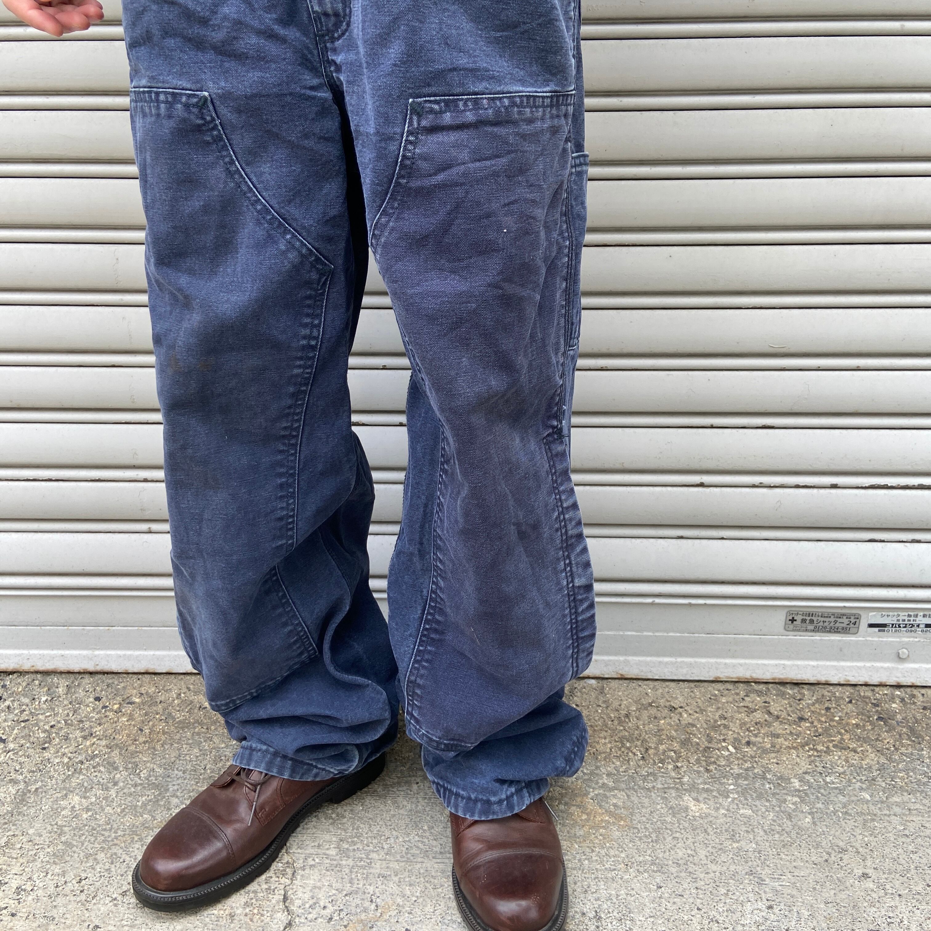 Carhartt FR ビブオーバーオール ダック地 ダブルニー 紺 W34 Carhartt FR ビブオーバーオール ダック地 ダブルニー 紺 W34