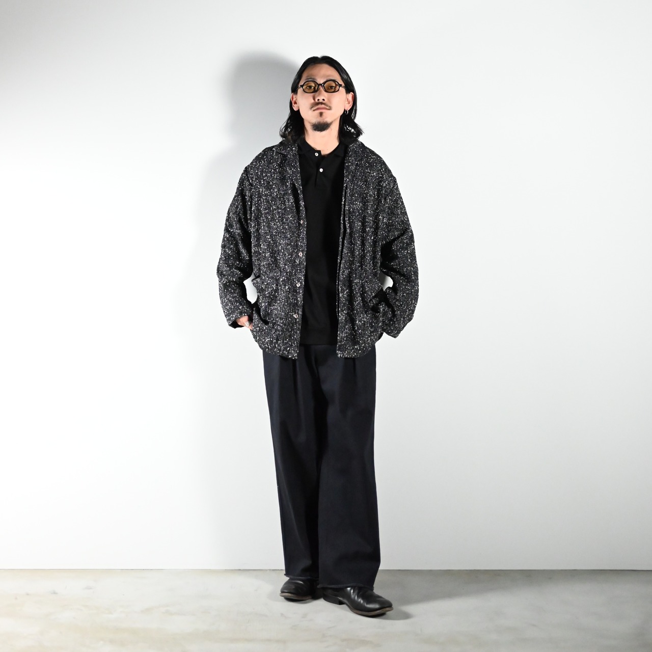 INTERIM(インテリム)TEXTURED DONEGAL BOUCLÉ DEADSTOCK HYPER BIG FLY FRONT SHIIRTS JACKET