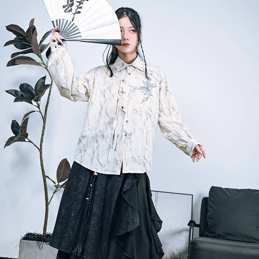 サブカル 服 地雷系 通販 チャイナ風服 チャイナ風服 古怪舎 長袖シャツ ブラウス タッセル ジャガード 大人かわいい