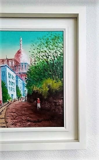 桑山茂「モンマルトルの丘」 油彩画 額縁外寸53.5x44.5x4.0㎝ 絵41.0