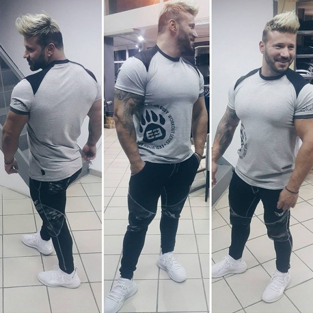 トレーニングウェア 半袖 Tシャツ スポーツシャツ 筋トレ フィットネス ジム 吸汗性 ブラック ライトグレー メンズ メンズ バディmensbuddy