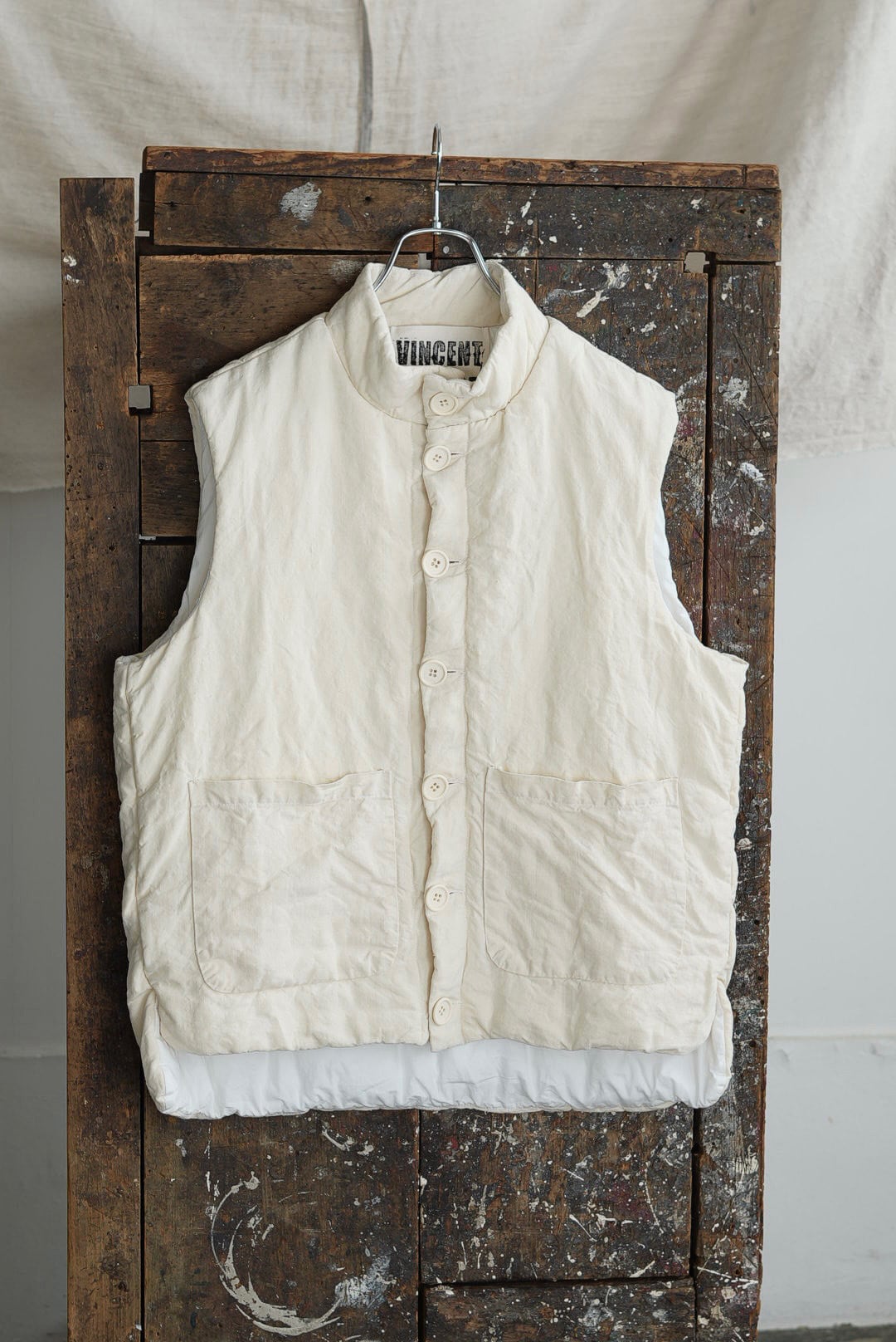 VINCENT JALBERT - VINTAGE FRENCH LINEN QUILTED VEST