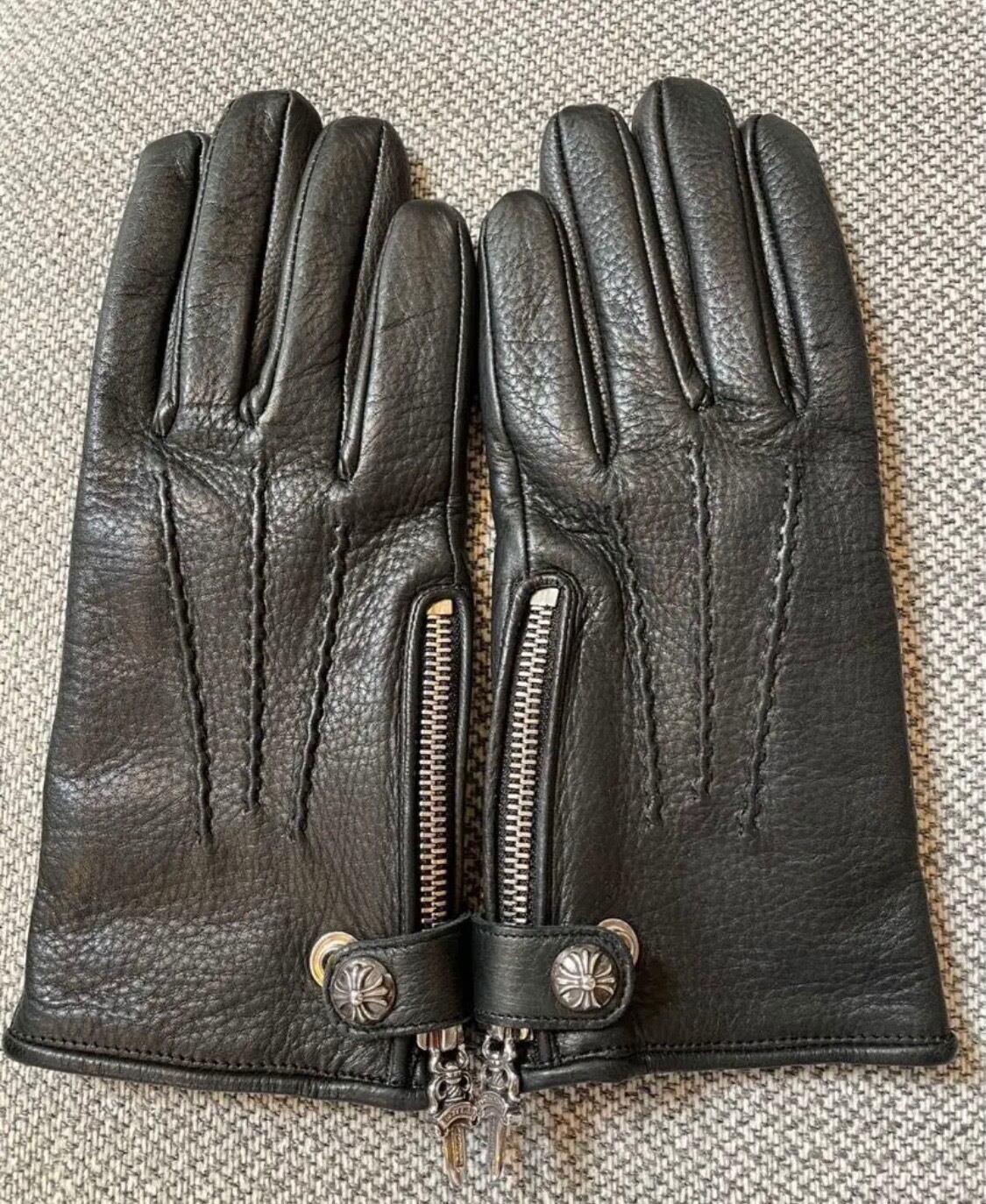 クロムハーツ CHROME HEARTS ホースシュー グローブ 手袋 レザー ブラック 美品