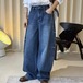 ウォッシュドデニムワイドレッグパンツ ・20895