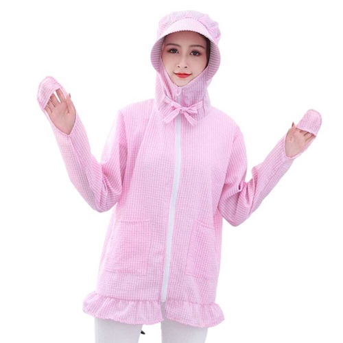 レディース服 つば広 UVカット ラッシュガード 日よけ 自転車 原付バイク 夏 紫外線防止 ラッシュパーカー UV対策 紫外線ガード 日焼け防止 アウトドア 通勤 通学 スポーツ 農作業 軽量 軽い かわいい フード付き　cw-a-5975