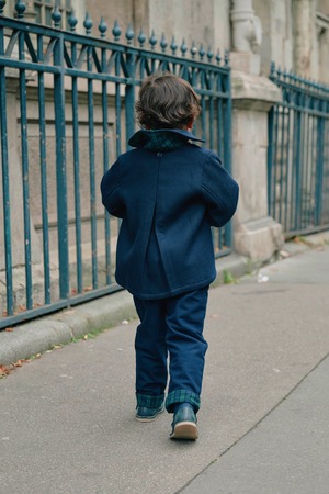【予約/送料無料】5y-8y / Coat amovible cape DARCY- blue mostly wool / Maison Marelle