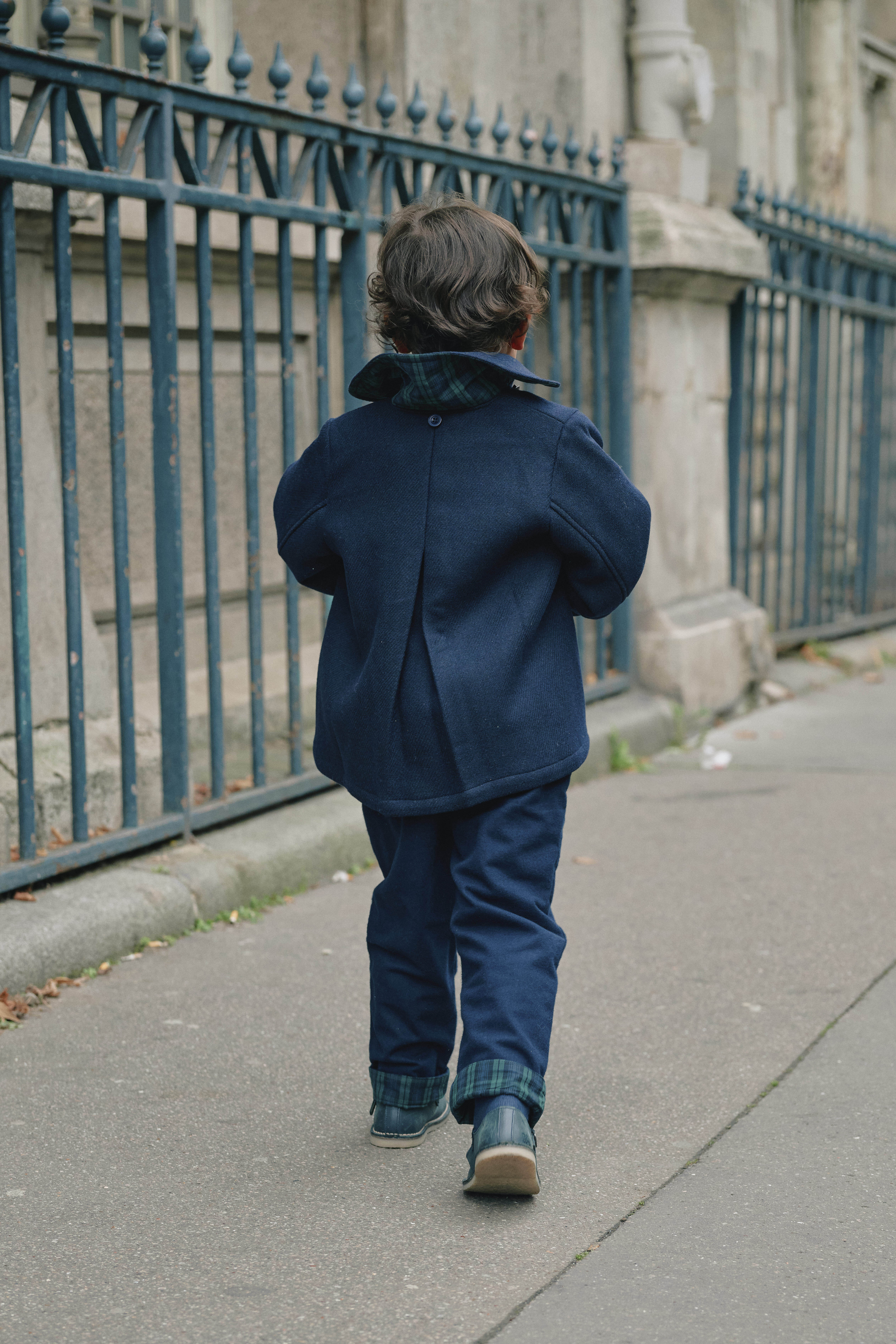 【予約/送料無料】5y-8y / Coat amovible cape DARCY- blue mostly wool / Maison Marelle