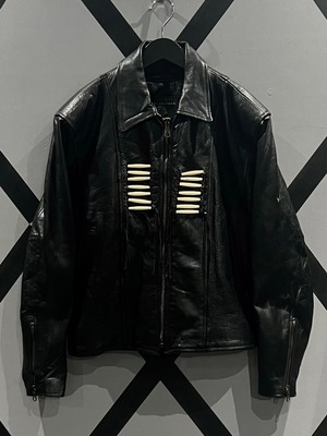 【X VINTAGE】"SCREAMIN' EAGLE" Beads × Lace up Design Vintage Leather Jacket