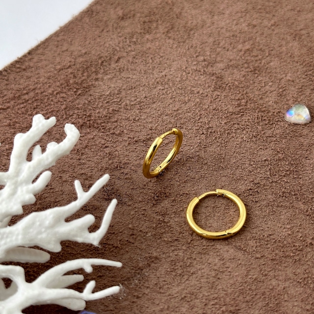 Gold Coating カチッと フープピアス《M size 直径1.7cm》