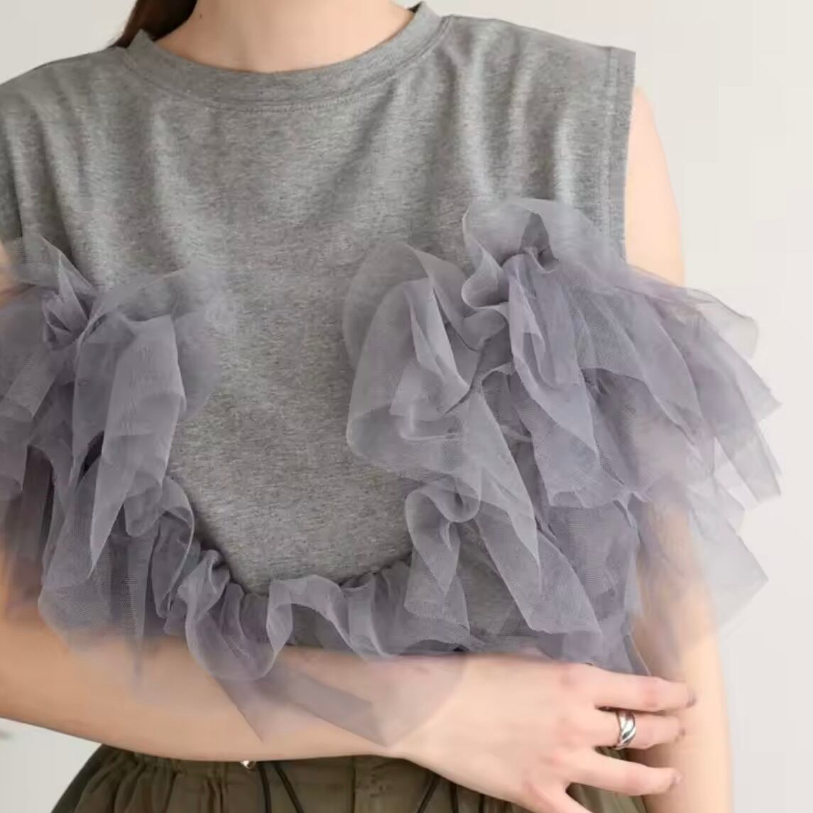 frills tulle 3way tops