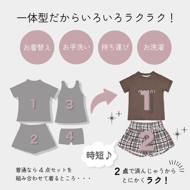 【なくなり次第終了!】長袖&半袖!インナーがくっついた 水着 上下セット 女の子 UVカット 紫外線遮へい率99.9%以上 dd010