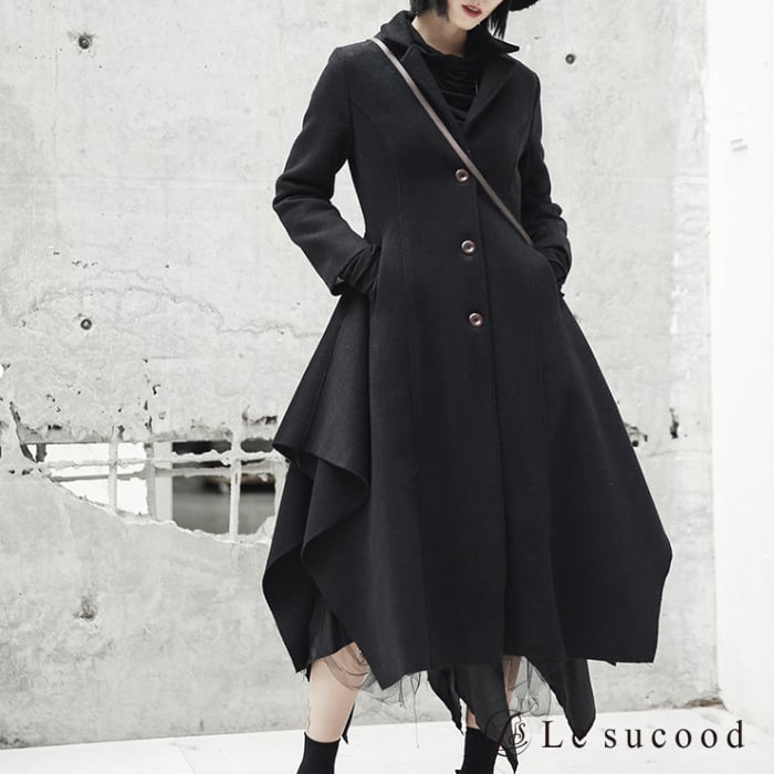 Outline Long Black Coat ロング　コート　黒