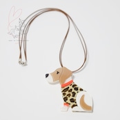 いぬさんアクリル製 ペンダントブローチ 2way 首輪オレンジ/首輪パープル