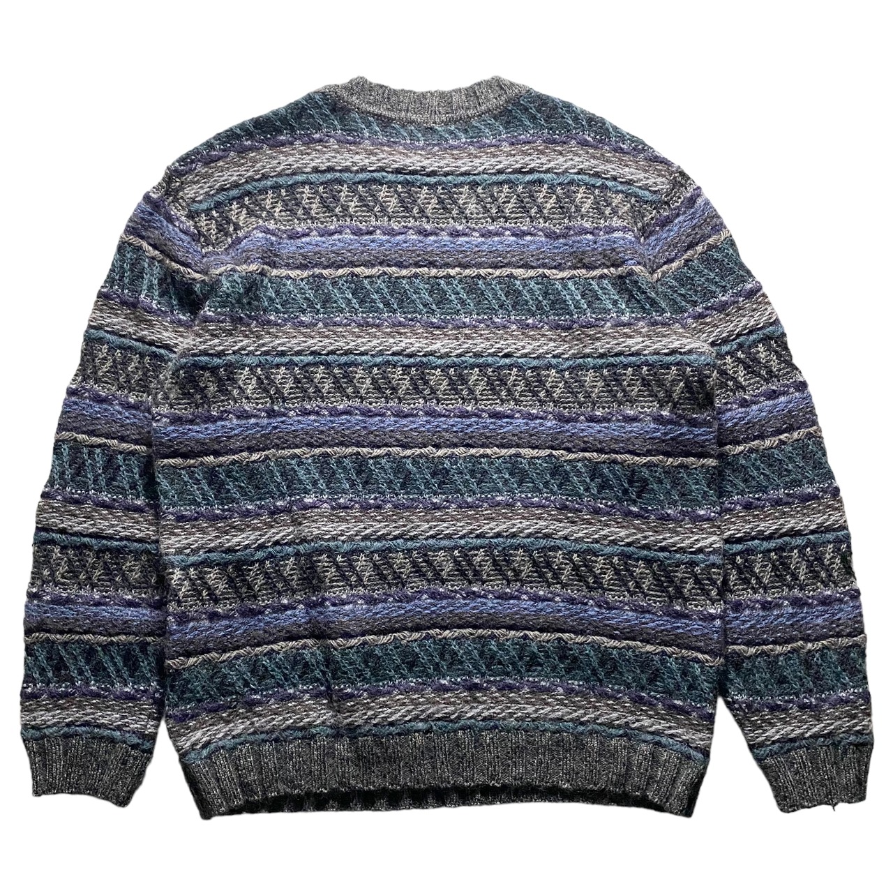 MISSONI border pattern shaggy knit sweater