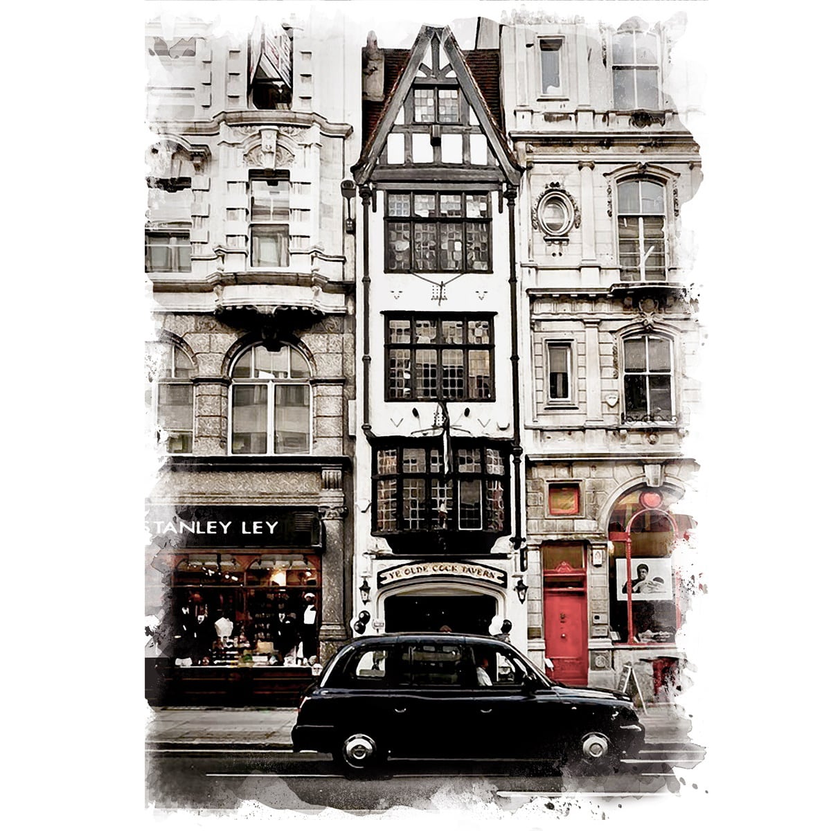 絵画 イギリス 風景画(街並み) ロンドンにあるパブの風景 インテリア 